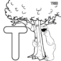 A coloring page of sesame street